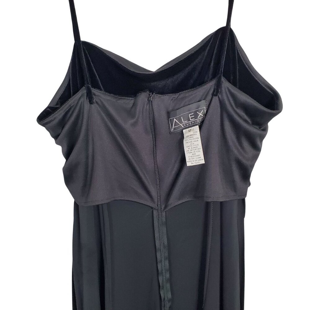 Alex Evenings Size 12 Dress Slip Gown Velvet Spaghetti Strap Evening Back Slit - Picture 14 of 15